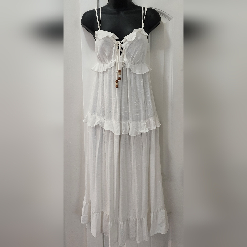 White Ruffled Maxi Dress